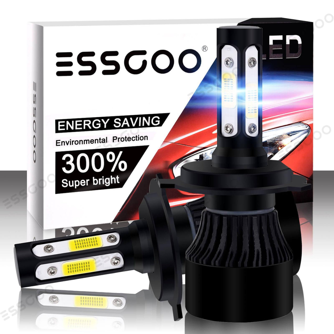 ESSGOO S2 Serie H4 H7 H11 9006 LED Canbus Fehlerfreier Autoscheinwerfer KIT  6000K 60W Birnen Kaltweiß