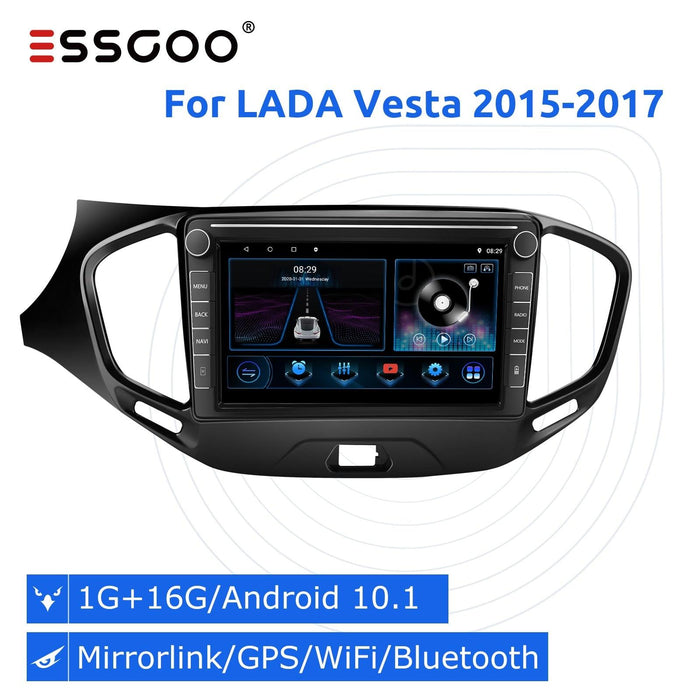 ESSGOO 8 Zoll Autoradio 2 Din Android 10.1 Autoradio Stereo Bluetooth GPS Navigation Multimedia Player Für LADA Vesta 2015-2017