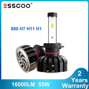 ESSGOO h7 LED Lights Auto H11 H1 880 Headlight 55W 16000lm A Pair 6000K For Car bulbs Replace Kit Super Bright Fast Ship - | TRANSFORM, STARTS HERE | Easy . Economic . Energetic