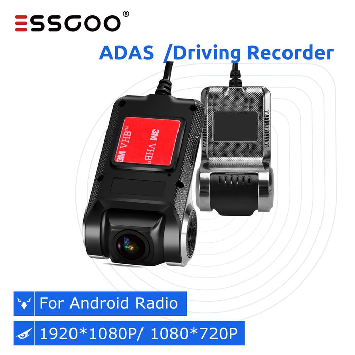 ESSGOO ADAS 1080P Dash Cam For Android Car Stereo With Night Vision, LDWS, FCWS, FVAM, Loop Recording