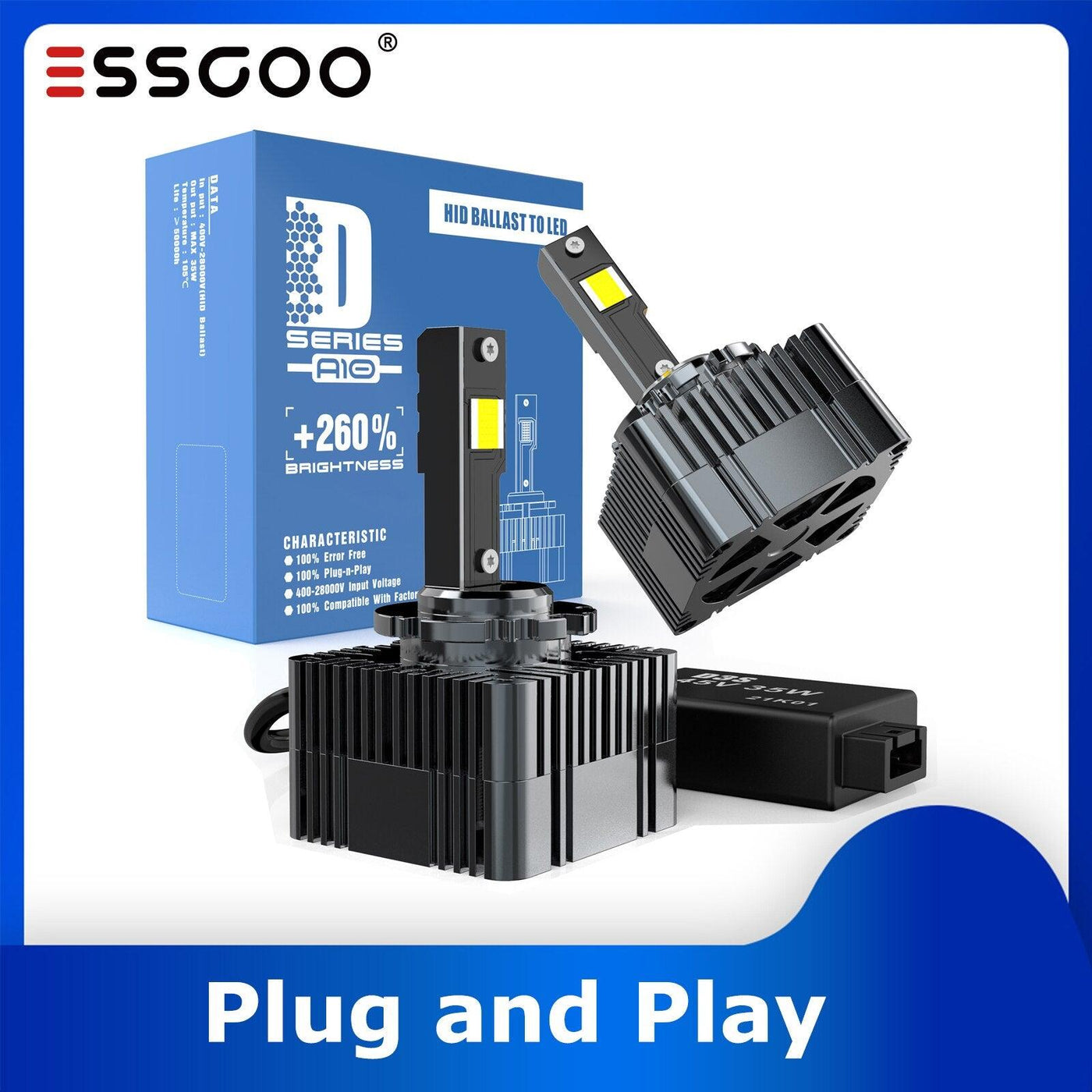 ESSGOO D3S LED Car Light Canbus D1S led Plug and Play Headlight