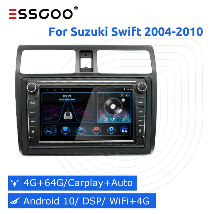 ESSGOO 2G 32G Carplay Android 10 Autoradio 2 Din pour Suzuki Swift 2004-2010 lecteur multimédia Autoradio stéréo GPS Navigation