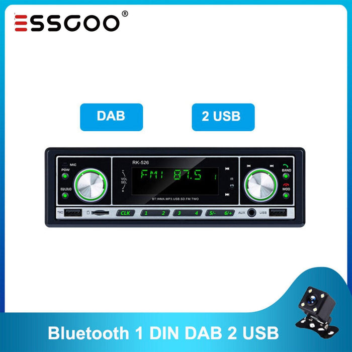 ESSGOO Autoradio Bluetooth DAB Autoradio 1 Din Stéréo de voiture In-dash FM Aux 2 USB Lecteur Mp3 Commande au volant en option 1din