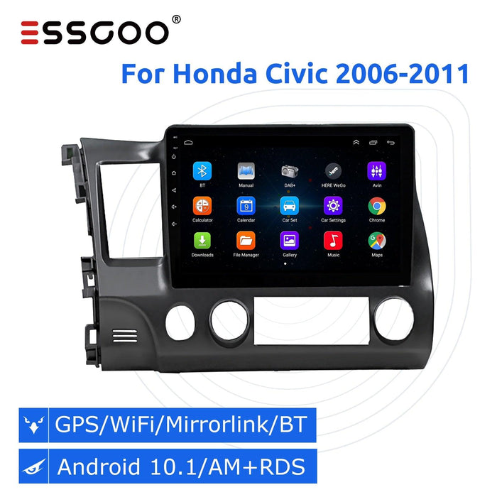 ESSGOO 10 pulgadas 2 din Android 10 Radio de coche Bluetooth para Honda Civic 2006-2011 Autoradio estéreo reproductor Multimedia navegación GPS