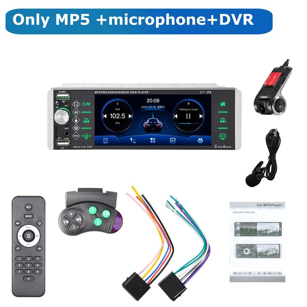 1 Din Autoradio Bluetooth Mp5 Player 5.1 Inch Car Radio Stereo Ips Touch  Screen With Wireless Carpl
