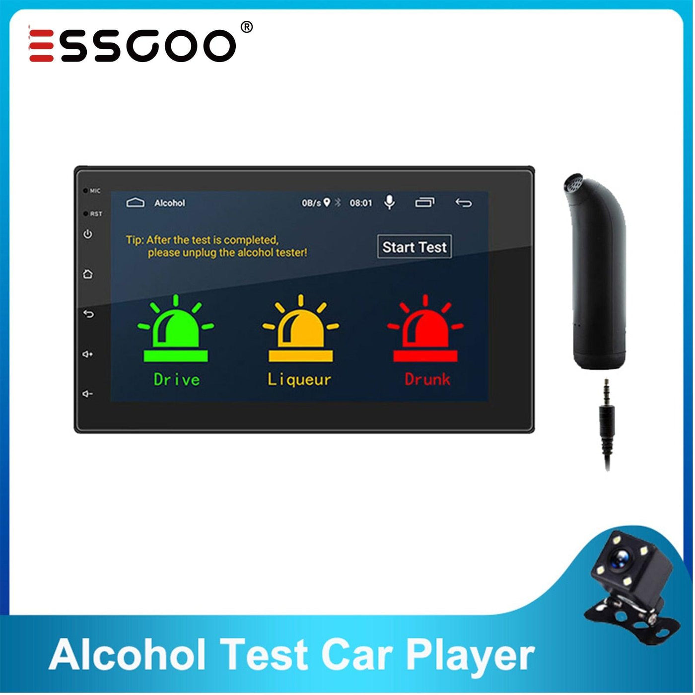 ESSGOO Android 10.1 2 DIN Car Radio with Drunk Driving GPS