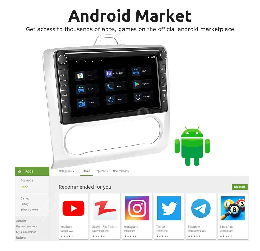 Android 14 Autoradio Für Ford Focus MK1 (1998-2003) | 9 Zoll Touchscreen, Wireless CarPlay | 2+64GB