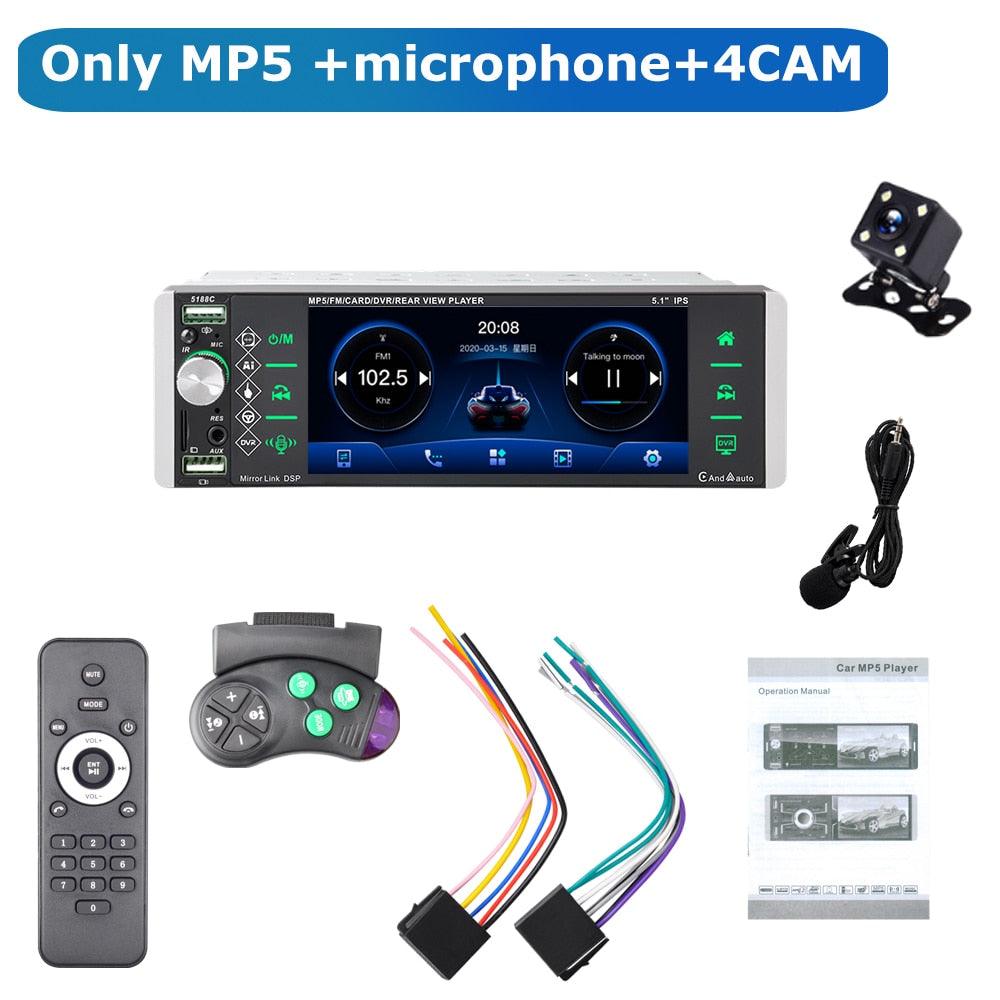 Hikity 5.1 Inch Single Din Car Stereo Wireless Apple Carplay Android Auto, 1DIN Touch Screen Car Radio with AM/FM/EQ Bluetooth, Mirror Link, SWC, Car Audio Receiver with USB/TF/AUX-in, Mic, Backup Cam Hikity 5.1 Inch Single Din Car Stereo Wireless Apple Carplay Android Auto, 1DIN Touch Screen Car Radio with AM/FM/EQ Bluetooth, Mirror Link, SWC, Car Audio Receiver with USB/TF/AUX-in, Mic, Backup Cam