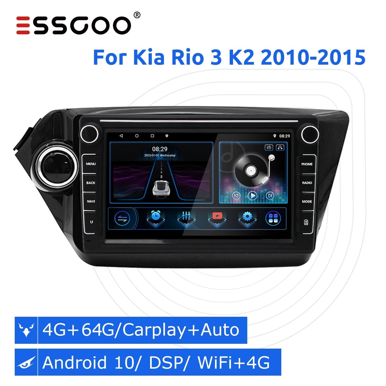 ESSGOO Car Radio 2 Din Android 10 For Kia Rio 3 K2 2010-2015 Autoradio Stereo GPS Navigation Multimedia Player Carplay DSP 4+64G - | TRANSFORM, STARTS HERE | Easy . Economic . Energetic