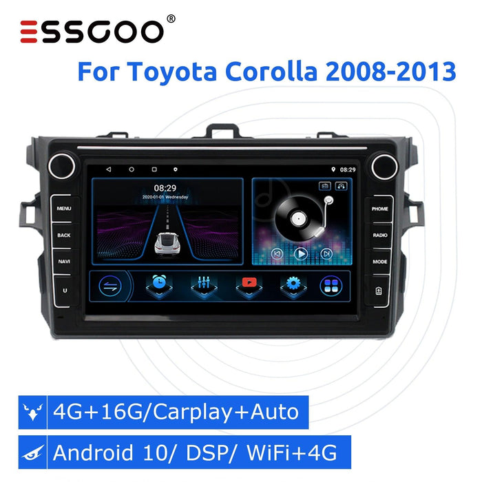 ESSGOO 2 Din Android 10,1 reproductor Multimedia de Radio para coche para Toyota Corolla 2008-2013 autorradio estéreo navegación GPS 4G + 64G DSP