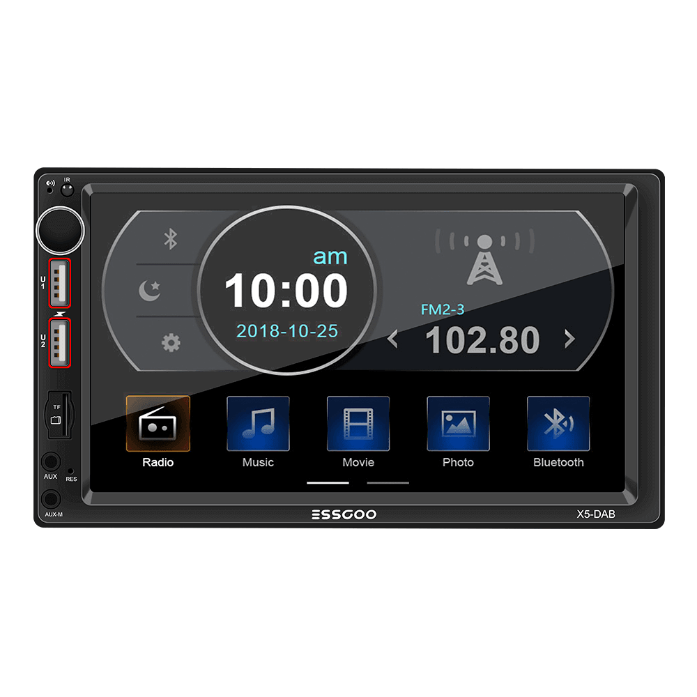 ESSGOO X5 Double Din Car Stereo with Digital Audio Broadcasting