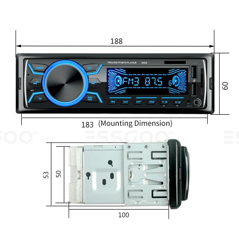 ESSGOO TS0001 | Auto Head Unit Car Stereo MP3 7 Color Player BT USB TF AUX - | TRANSFORM, STARTS HERE | Easy . Economic . Energetic